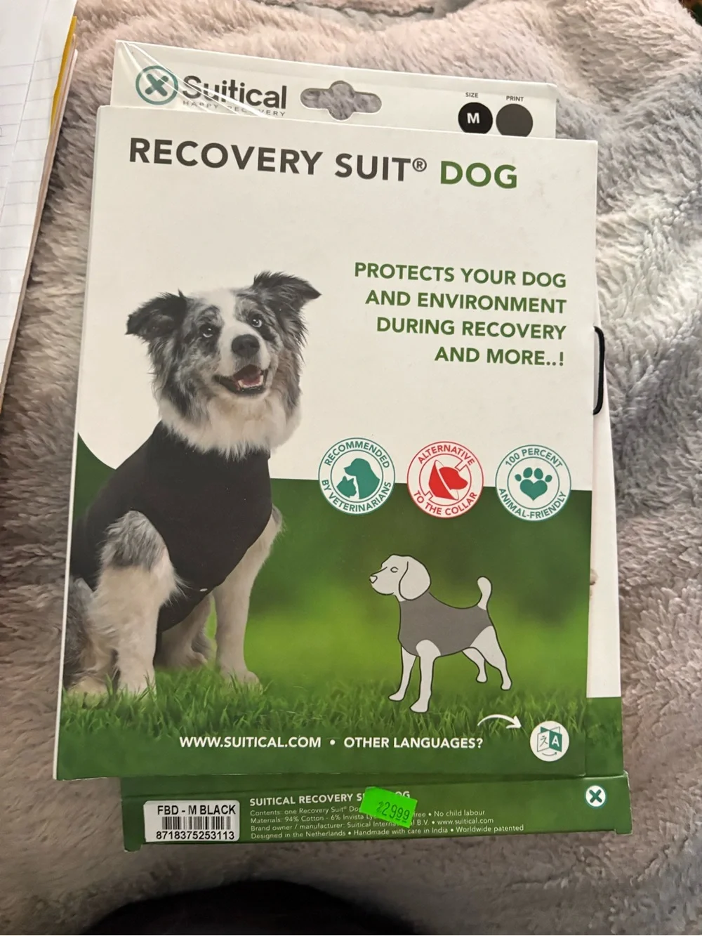 Suitical Recover dog suit M Black post-op after surgery clothing